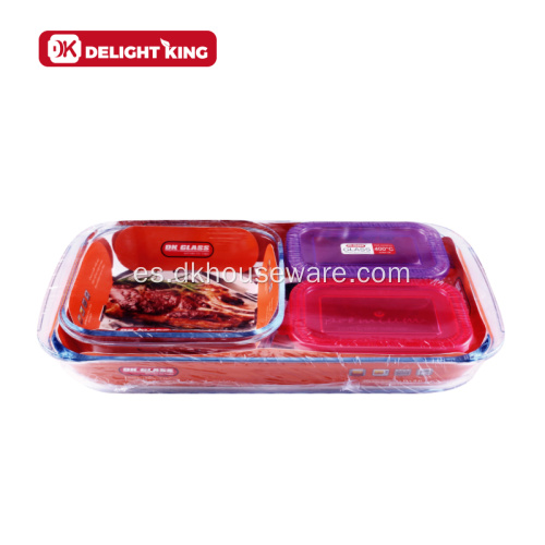 Juego de pan de platos para hornear de vidrio de borosilicato